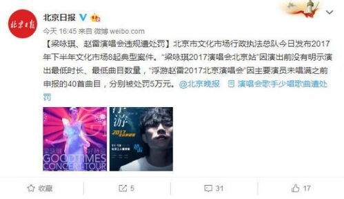 赵雷梁咏琪演唱会违规被罚 分别被处罚5万元 因擅自更改节目内容
